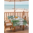 thumbnail image 2 of Outdoor Tablecloth with Umbrella Hole for Patio/Picnic/Party/Camping, Tropical Palm Trees Waterproof Table Cloth Rectangle Table Cover Washable, Green Botanical Summer Flowers Plaid (60"x 120"), 2 of 9