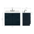 thumbnail image 3 of Ariel Kelly 43 Inch Single Rectangular Sink Bathroom Vanity With Pure White Quartz Countertop 1.5 Inch Edge In Midnight Blue, 3 of 12