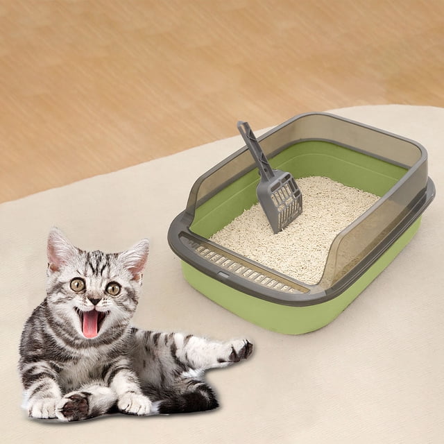 Open Litter U Shape Lowered Pet Supplies With Bedpan Toilet Easy Clean Kitty Litter Pan Semi Closed For Small And Large Cats Litter Rug Extra Large Tidy Cat Lightweight Unscented Unscented Wee Wee