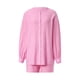 thumbnail image 2 of VISgogo - Conjunto de pantalones cortos para mujer, blusa de manga larga de color sólido con botones y pantalones cortos con cintura elástica VISgogo moda, 2 of 10