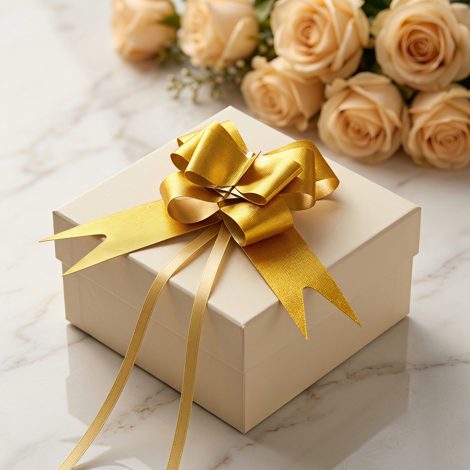 Unique Bargains Crush-resistant Metallic-finish Ribbon Bow for Elegant Gift Wrapping Gold