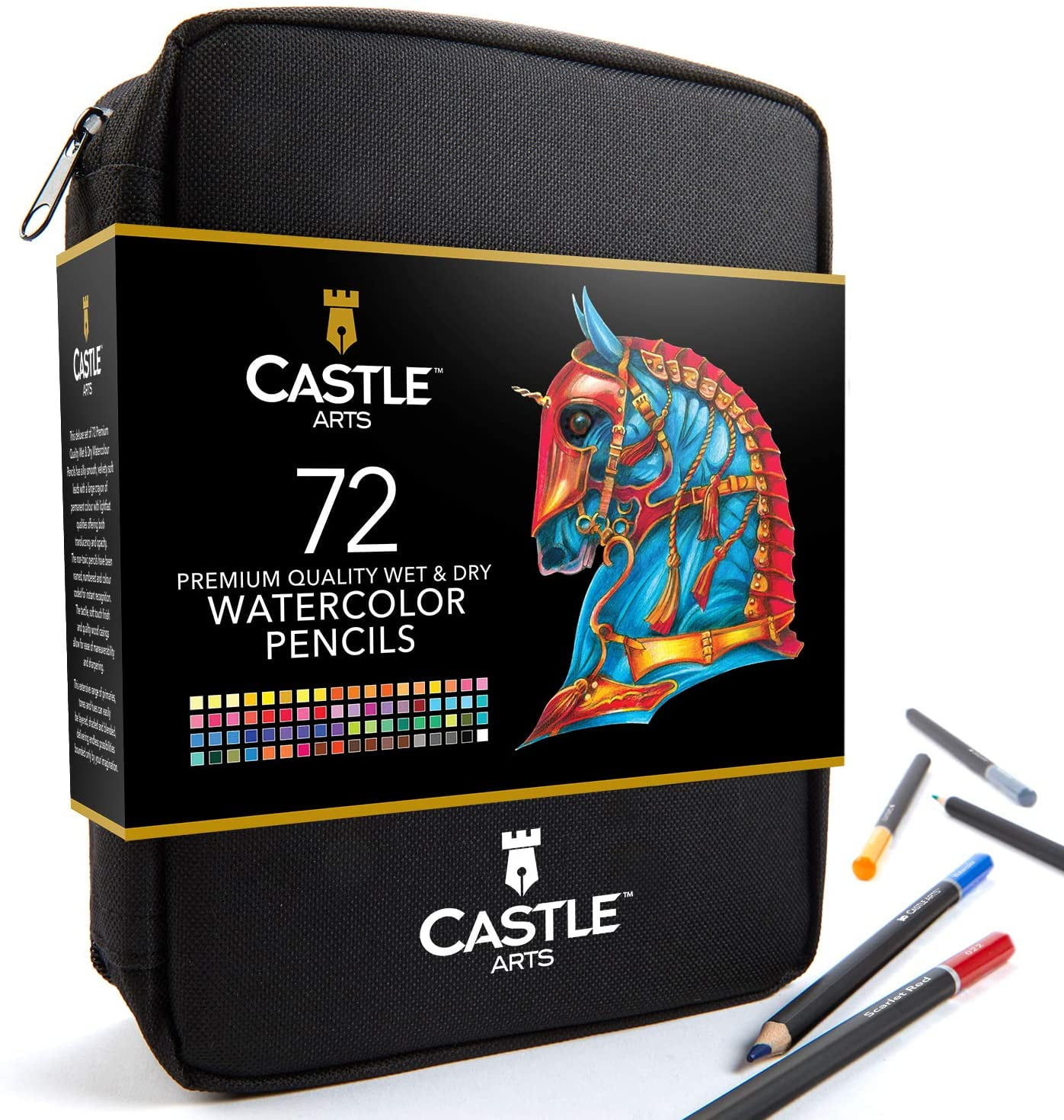Castle Art Supplies 72 Watercolor Pencils Zip Set