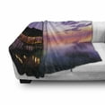 thumbnail image 3 of Tropical Soft Flannel Fleece Throw Blanket, Arbor on Sea at Dramatic Night Paradise Maldives Sky Exquisite Coast View Art Print, Cozy Plush for Indoor and Outdoor Use, 60" x 80", Purple, by Ambesonne, 3 of 6