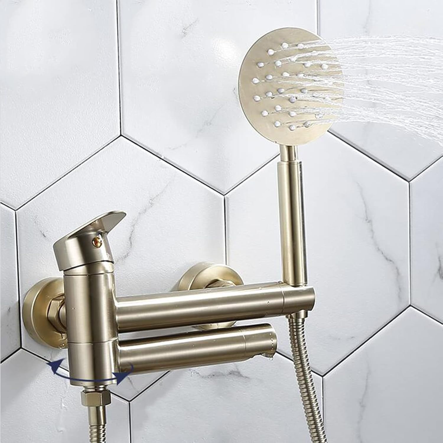 Bathtub Faucet with Handheld Shower Brushed Gold Bathtub Faucet Brass Bathroom Shower Faucet