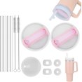 thumbnail image 1 of czcpp-2 Pcs Replacement Lids For Stanley Cup 40 Oz Tumbler, Silicone Spill Stopper 4Pcs Set, Long Reusable Straws, Dust Cover With Straw Lid Cap, 40 Oz Pink Insulated Travel Mug Lid Set, 1 of 4