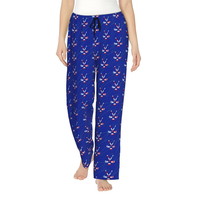 Fotbe Hockey Pantalones de Pijama para Mujer, Pantalones de Dormir, Pantalones Pj con Cordón y Bolsillos-Large