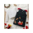 thumbnail image 2 of Toddler Baby Girl Christmas Outfit Dress Long Sleeve Solid T-Shirt Tops Plaid Santa Deer Elk Overalls Dresses Set, 2 of 7