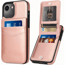 Entronix Wallet Case for iPhone 16e, PU Leather [6 Slots] Card Holder Flip Stand, Pink