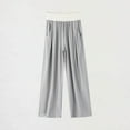 thumbnail image 4 of MKOSPLRT Straight Leg Pants for Girls 4-15Y Elastic High Waist Ice Silk Wide Leg Pants Solid Baggy Summer Pants with Pocket, 4 of 5
