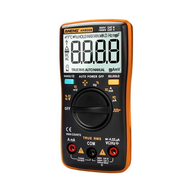 ANENG AN8008 Multímetro Multímetro Auto-rango digital Probador de resistencia Frecuencia Detector de ciclo de trabajo Multifuncional Calibrador Naranja Monstrate TO001487-03B
