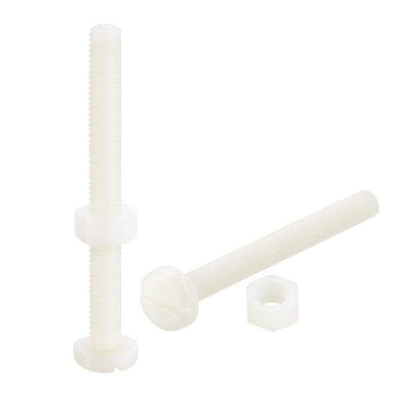 Tornillos y tuercas de Nylon Unique Bargains M6x60mm 20 pares blanco