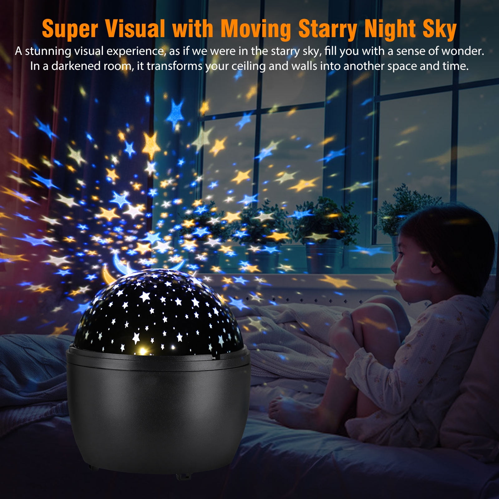 EEEkit Star Projector Night Light 360 Rotating Starry Moon