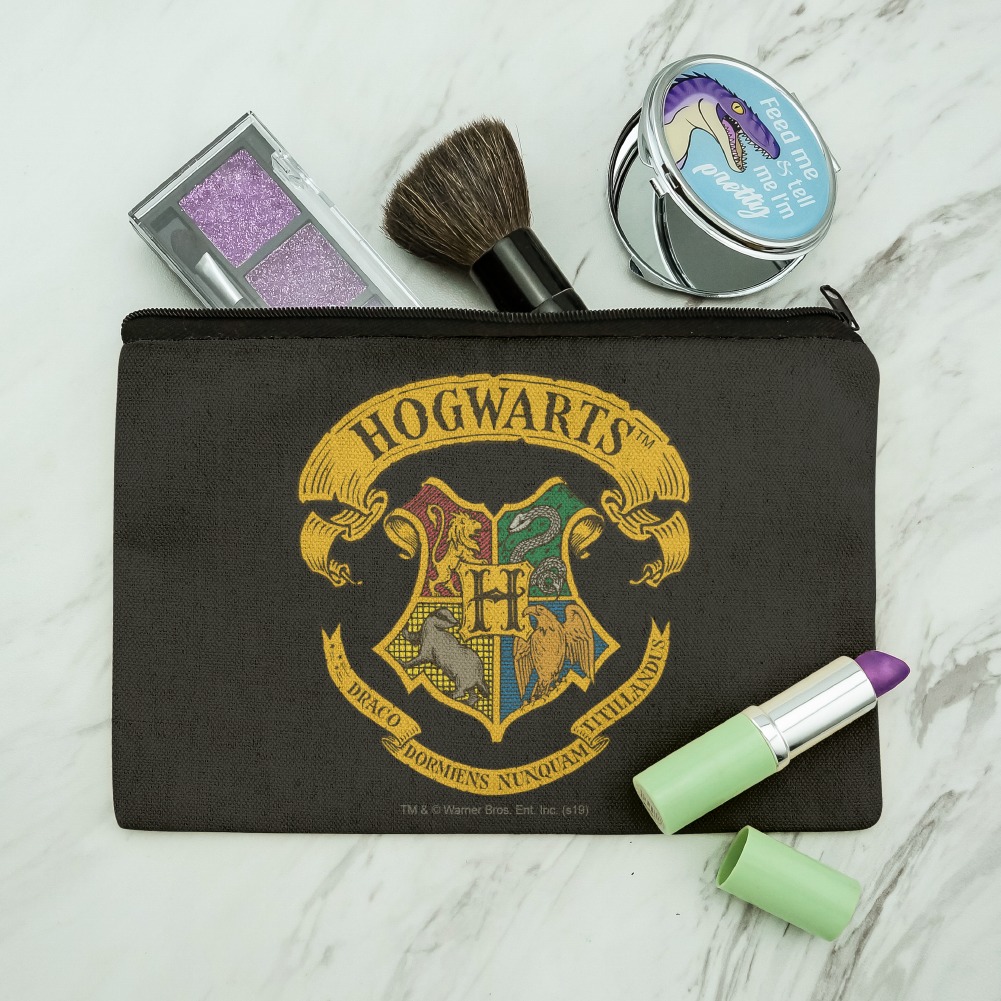 Harry Potter Ilustrated Hogwart's Crest Makeup Cosmetic Bag Organizer Pouch