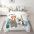 thumbnail image 2 of Homewish Elephant Giraffe Tiger Zebra 7-Piece Full Bedding Set - Kawaii Jungle, 2 of 8