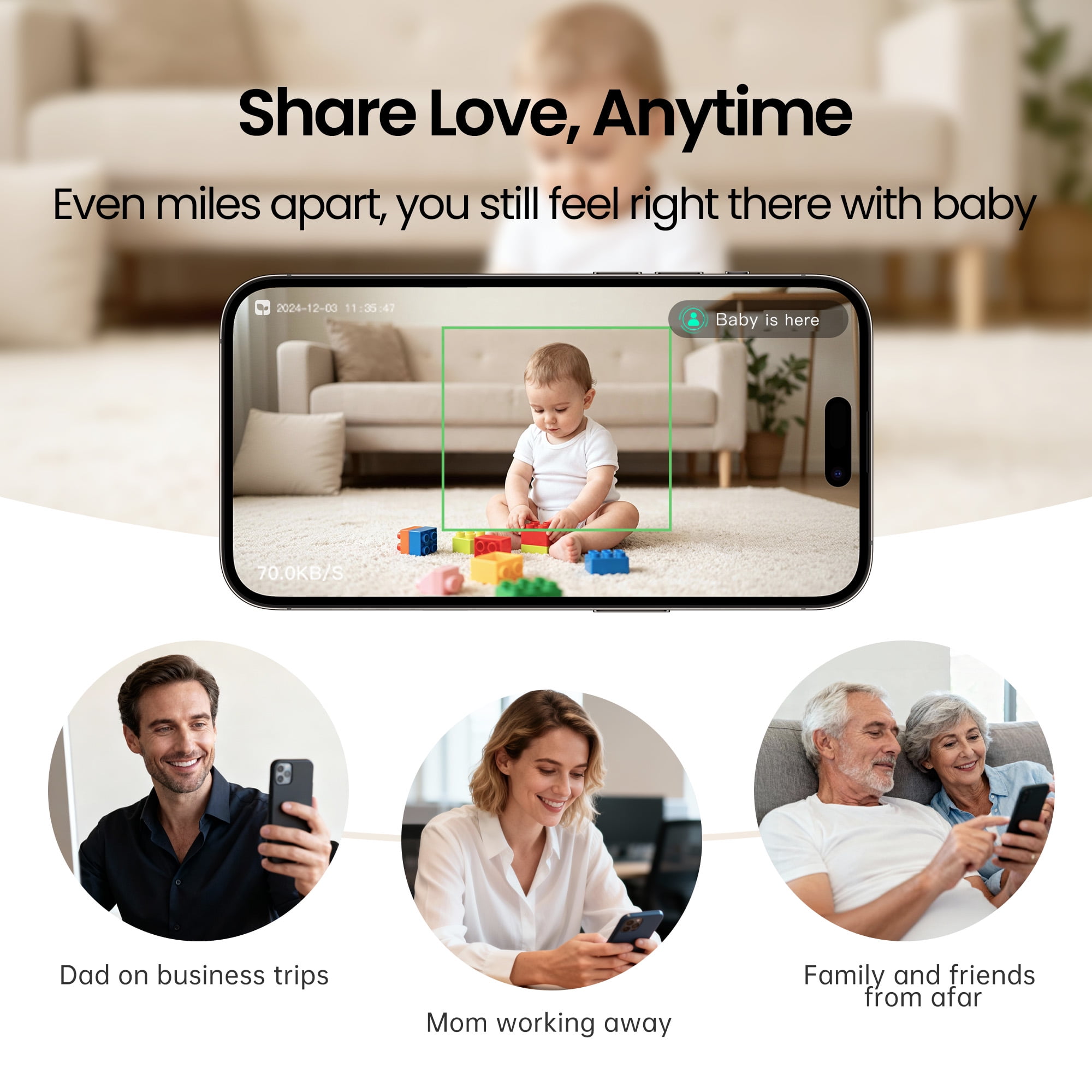 Monai Smart WiFi Baby Monitor with 3K Camera, Free APP with Covered-Face/Sleep/Cry Alerts, Virtual Safety Fence, AI-Powered Smart Baby Monitor, Night Vision, Local Storage & Cloud Backup, Clip Mount