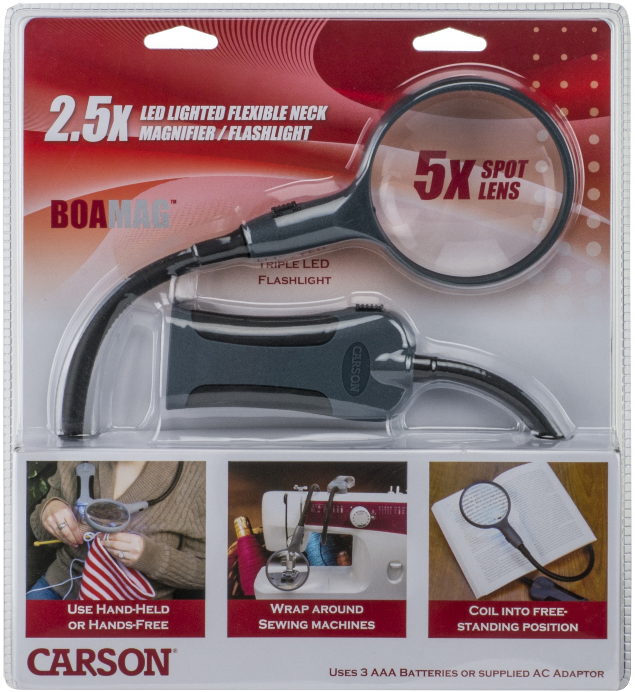 Carson Optical BoaMag LED Lighted Flexible Neck Magnifier