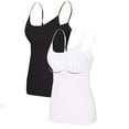 thumbnail image 2 of 2 Pack Women’s Comfort Fit Cotton Camisole, Built-in Shelf Bra Adjustable Straps Undershirt for Daily Layering Black/White 2XL, 2 of 6