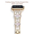 thumbnail image 2 of Compatible with Apple Watch Bands 38mm 40mm 41mm for Women Girls, Stylish Clover Jewelry Diamond Rhinestone Metal Wristband Strap for iWatch Ultra SE Series 9 8/7/6/5/4/3/2/1, Gold, 2 of 7