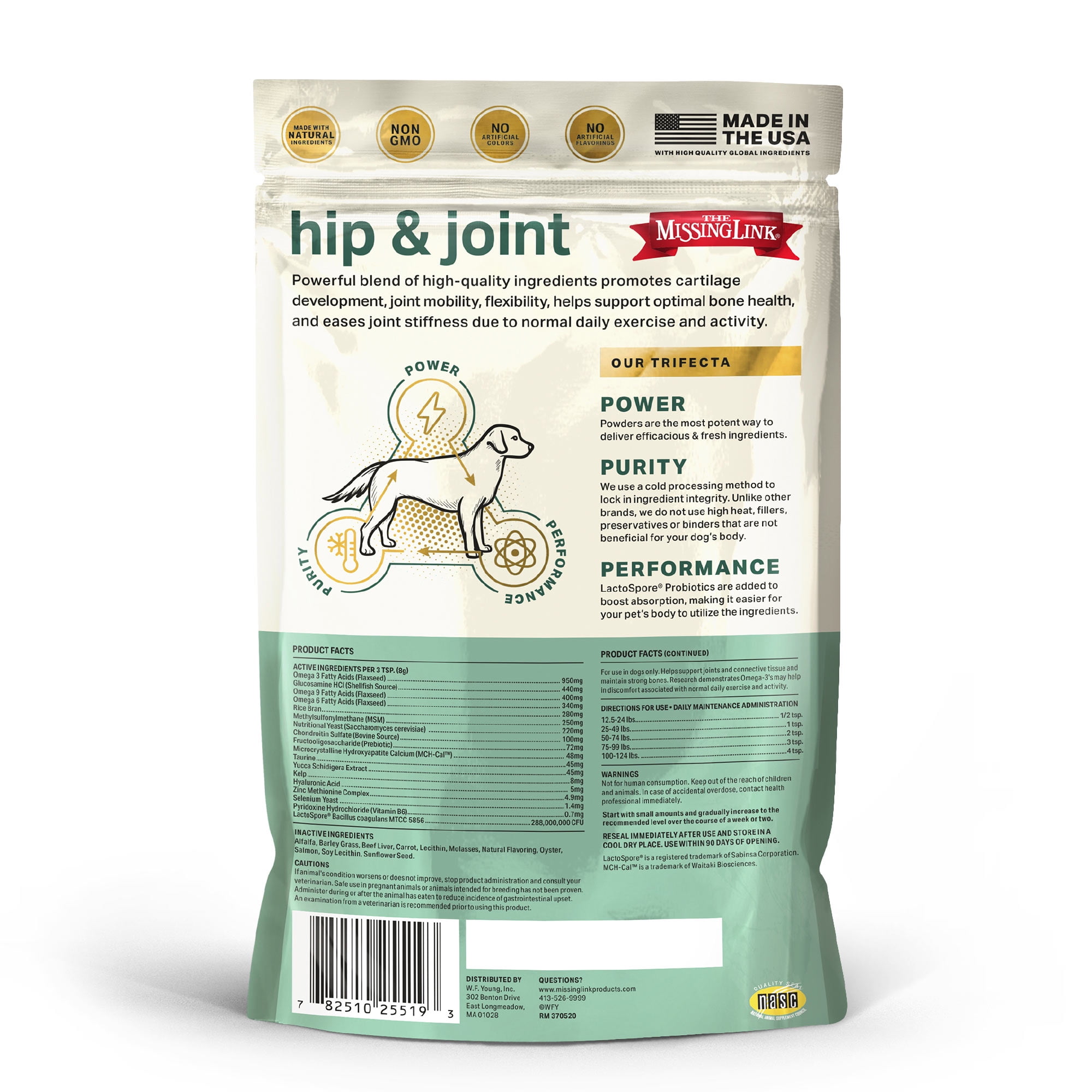The Missing Link Superfood Powders Hips & Joints Dog Supplement 1 lb Bag