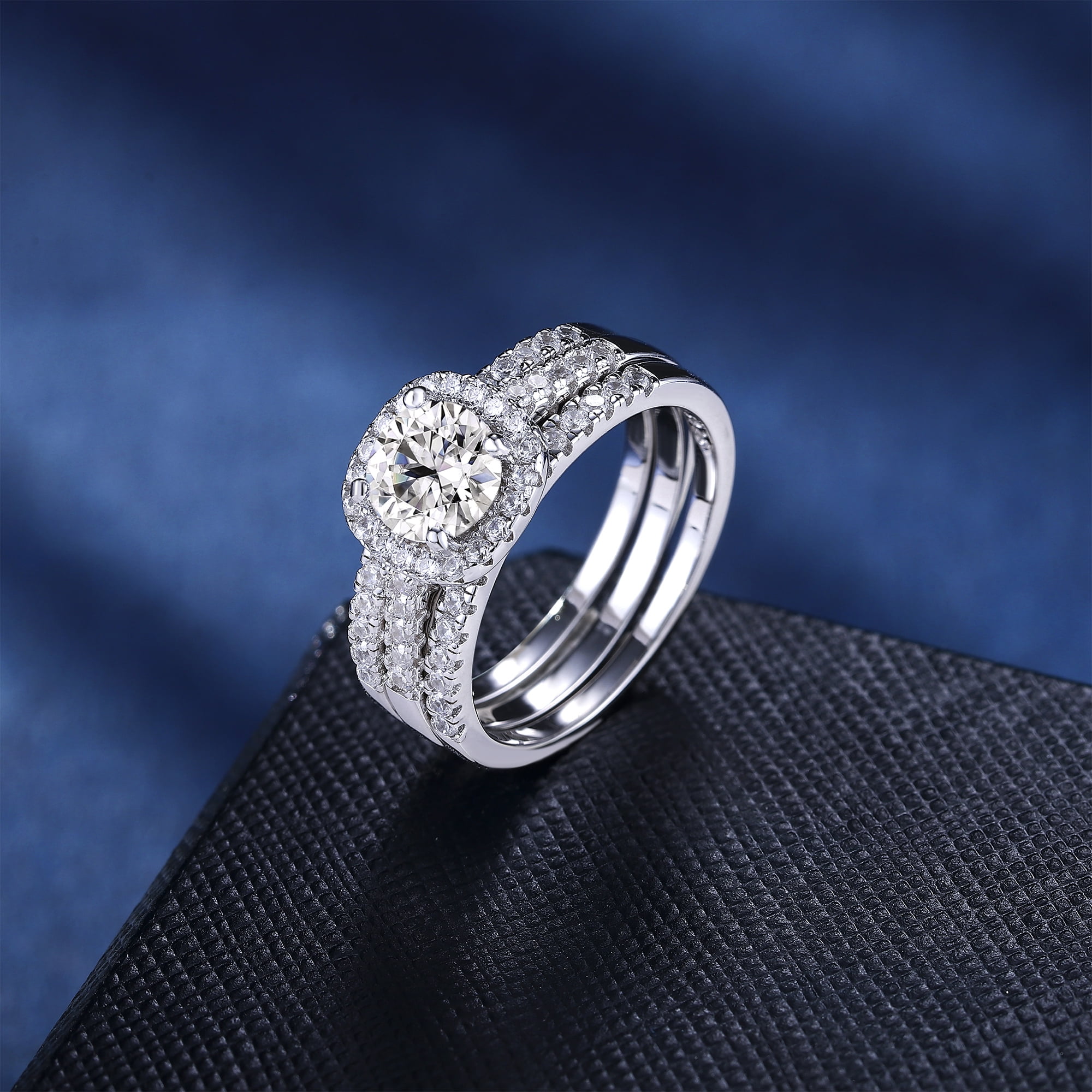SFTING Wedding Ring Set for Women 3Pcs 925 Sterling Silver 5A Cubic Zirconia Bridal Sets Engagement Promise Eternity Ring for Women Size 5