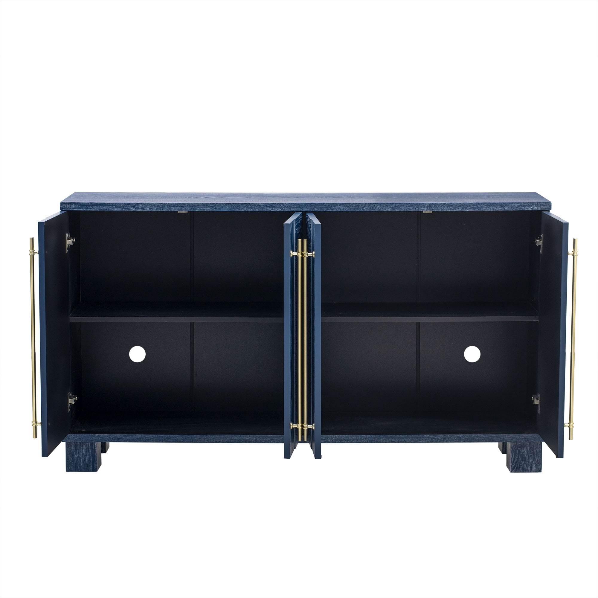 Euroco 60" Sideboard Buffet Cabinet with Storage, Wooden Coffee Bar Cabinet with Gold Handles & Adjustable Shelves for Kitchen, Dining Room and Living Room,Antique Navy