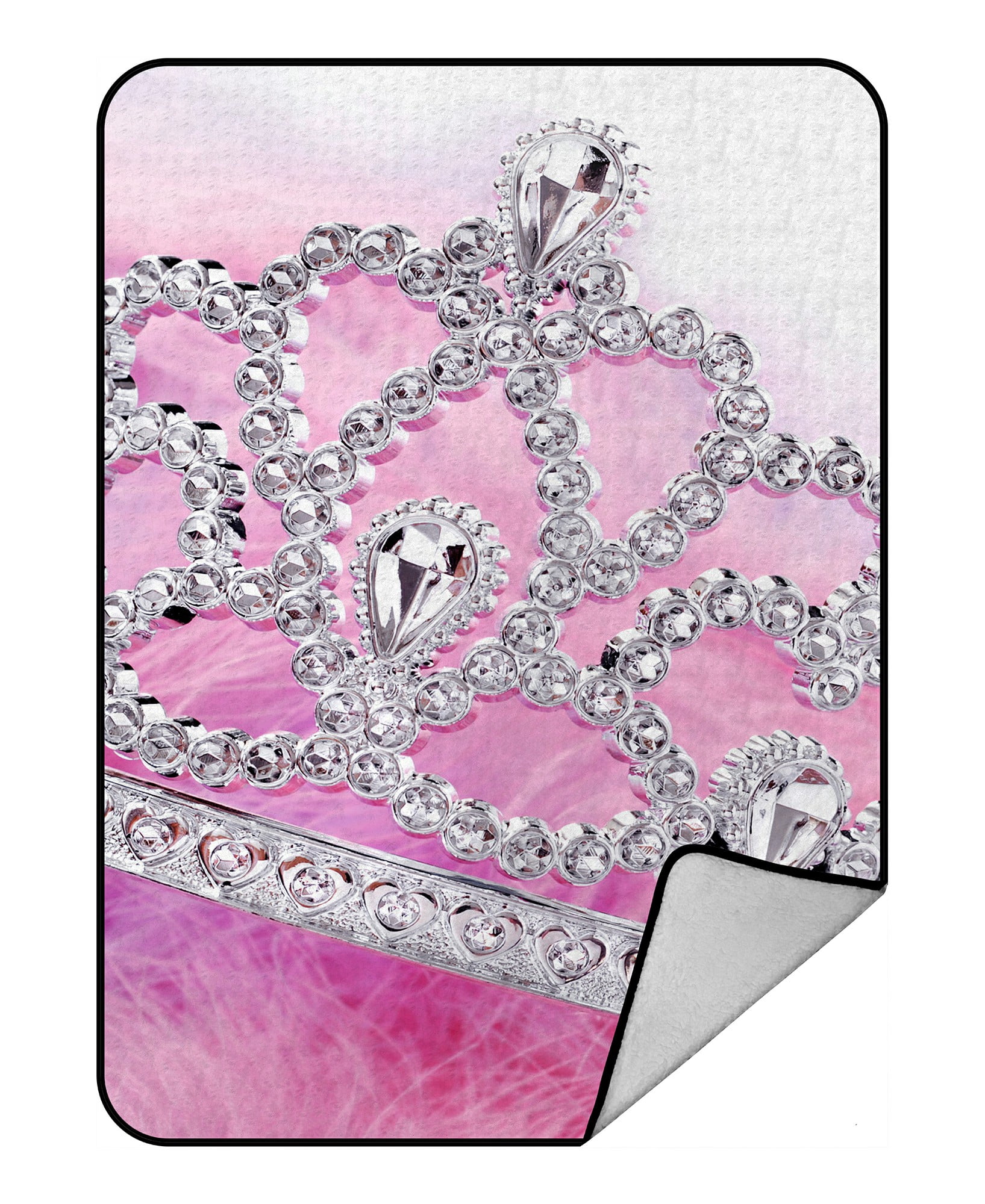 ECZJNT Little girls shiny tiara with pink purple feathery Throw Blanket