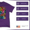thumbnail image 4 of Tee Hunt Lovable Cat T-Shirt Dean Russo Colorful Felis Catus Men's Tee, Purple, Large, 4 of 5