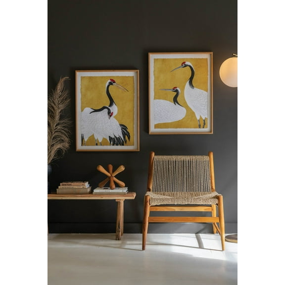 Kalalou Inc Set 2 Framed Prints Under Glass -Black White And Red Herons