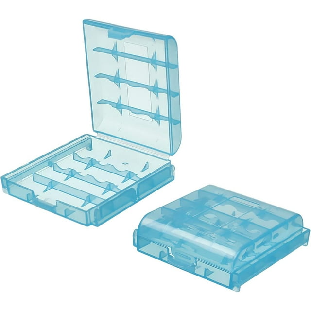 HUGFEGWE 10Pcs 4 x AA/AAA Battery Storage Case Holder Organizer Box Blue CA919-116304