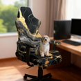 thumbnail image 3 of SCRAWLGOD Marble Print Golden Black Set of 4 Gaming Chair Covers Slipcovers Anti-Dust Dustproof Rotating Armchair Slipcovers Stretchy Gamer Chair Cover with Armrest Covers, 3 of 7