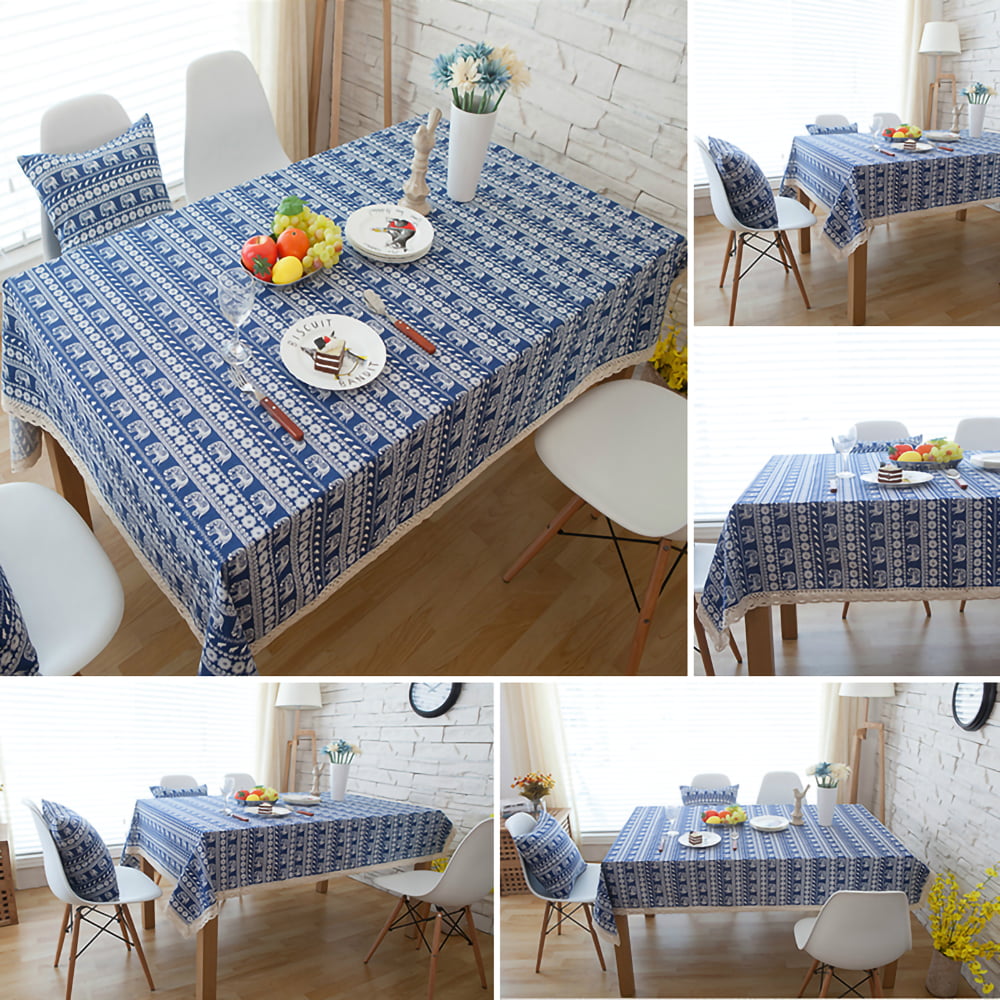Geometric Plaid Table Cloth Cotton Linen Tablecloth Dining Kitchen Table Cover 