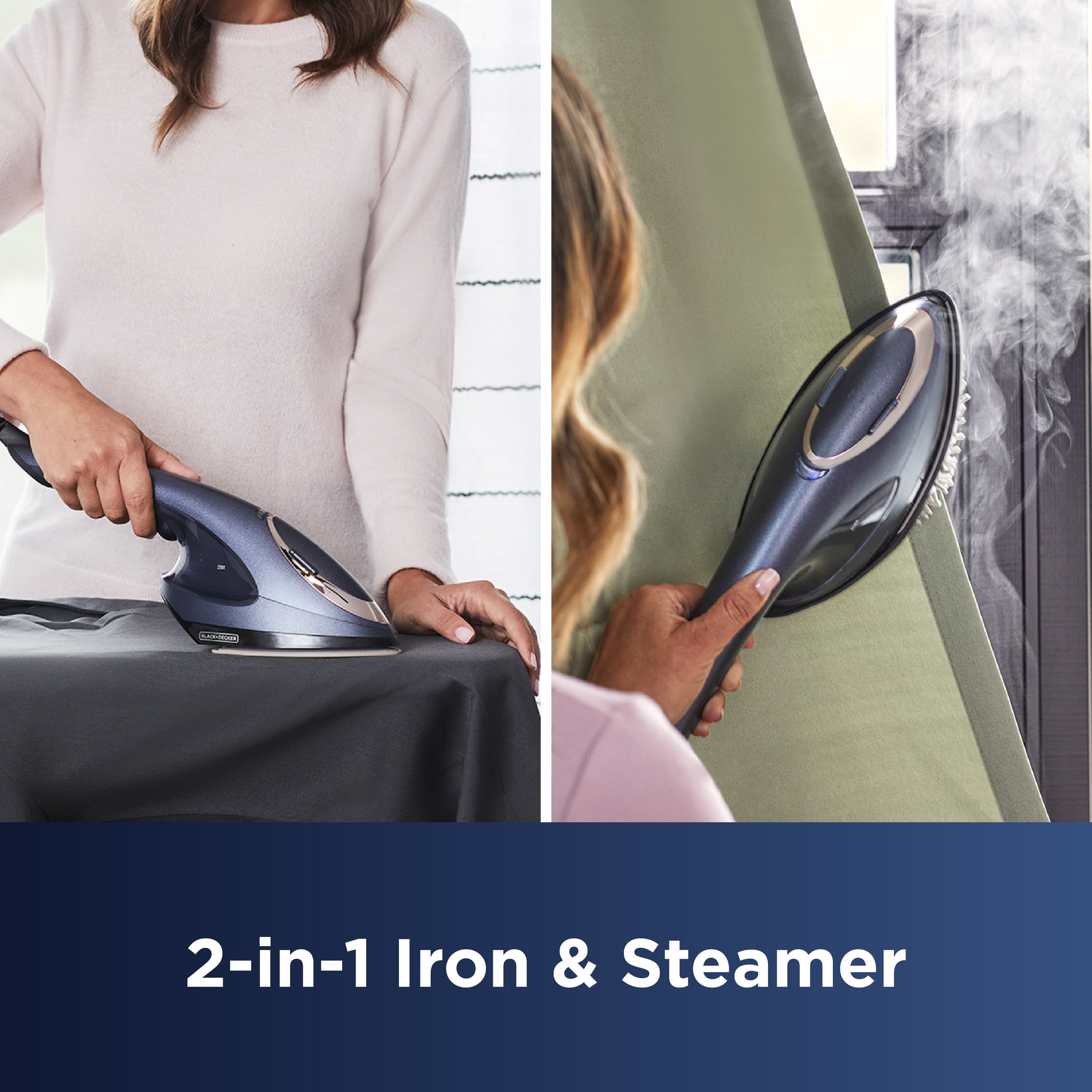 BLACK+DECKER HGS500 Press & Steam 2-in-1 Iron and Steamer with Ceramic Soleplate