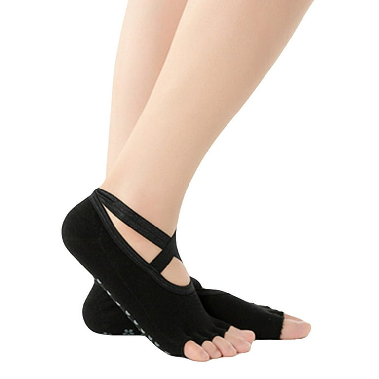 Lawor Socks For Men&Women Open Toe Women Anti Slip Finger-Separated Yoga  Socks Sport Ballet Dance Socks Black 