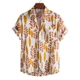 thumbnail image 4 of YYDGH Men's Hawaiian Color Block Shirt Short Sleeve Button Down Shirts Casual Casual Summer Beach Shirt Yellow XL, 4 of 9