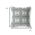 thumbnail image 5 of 20â€ White Brown Patterned Indoor Outdoor Zippered Throw Pillow, 5 of 5