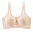 thumbnail image 2 of Women's Solid Plus Size Row Hook Bra Push Up Side Smoothing Anti Sagging Underwire Full Coverage Brassiere Beige XS(XS), 2 of 7