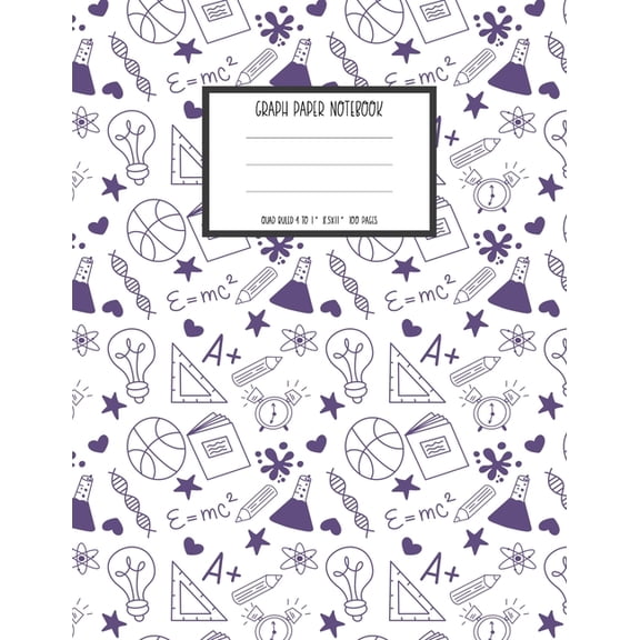 Graph Paper Notebook : 1/2 Inch Squares for Girls - Purple and White (Paperback)