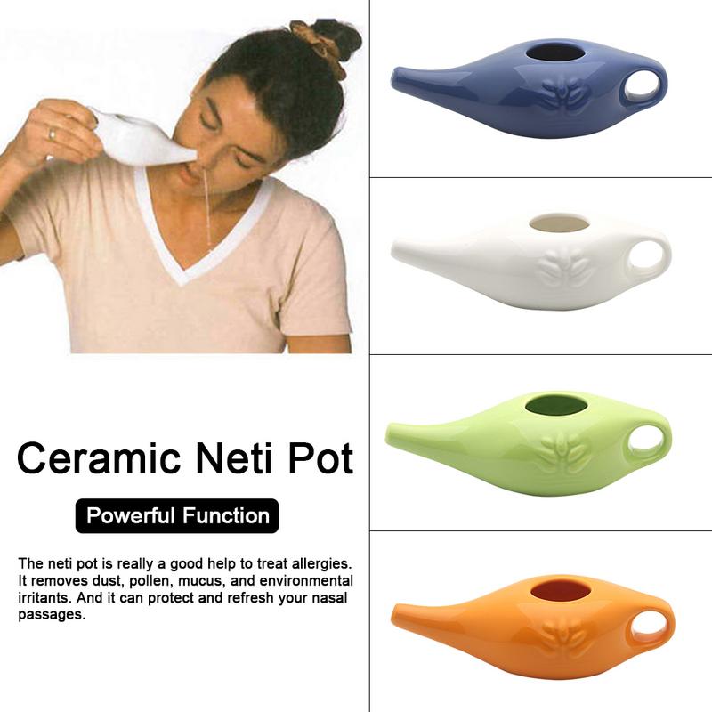 Ceramic pot Neti Pot Nose Washing Kit Comfortable Spout for Sinus