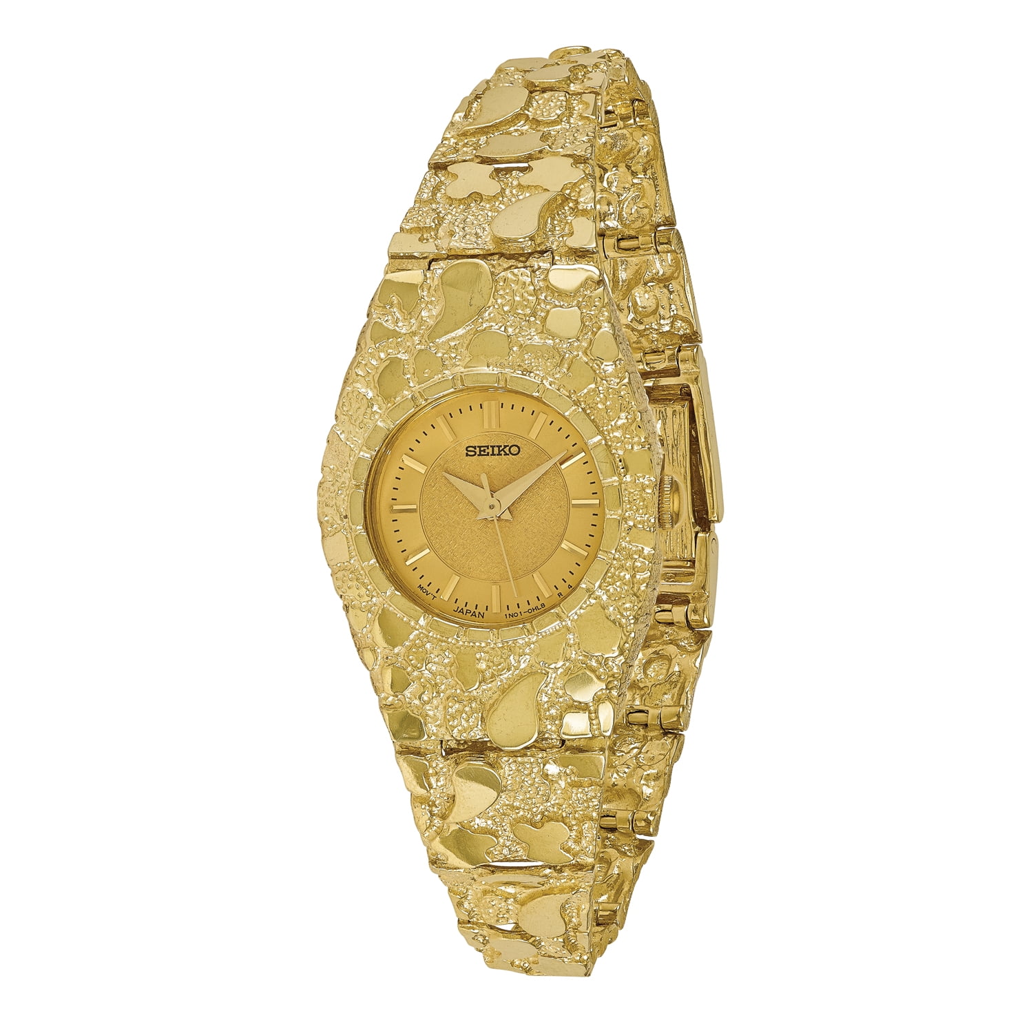 Primal Gold 10 Karat Yellow Gold Champagne 22mm Dial Nugget Watch -  