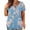 Sky Blue, variant on Patlollav Women Clothes,Womens Plus Size V-Neck Flowers Print Button Short Sleeve Tops T-Shirt Blouse