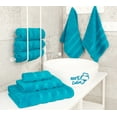thumbnail image 2 of American Soft Linen Turkish 6 Piece Towel Set, 100% Cotton Premium Soft Bathroom Towels, Aqua Blue, 2 of 9