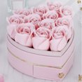 thumbnail image 3 of Preserved Flower Rose Ring Pendant Box with Ribbon Bow, Heart Shape Velvet Jewelry Box for Valentine's Day Mother's Day Wedding Anniversary Birthday Gift, Pink, 4.9x5.1x3.8 Inch, 3 of 6