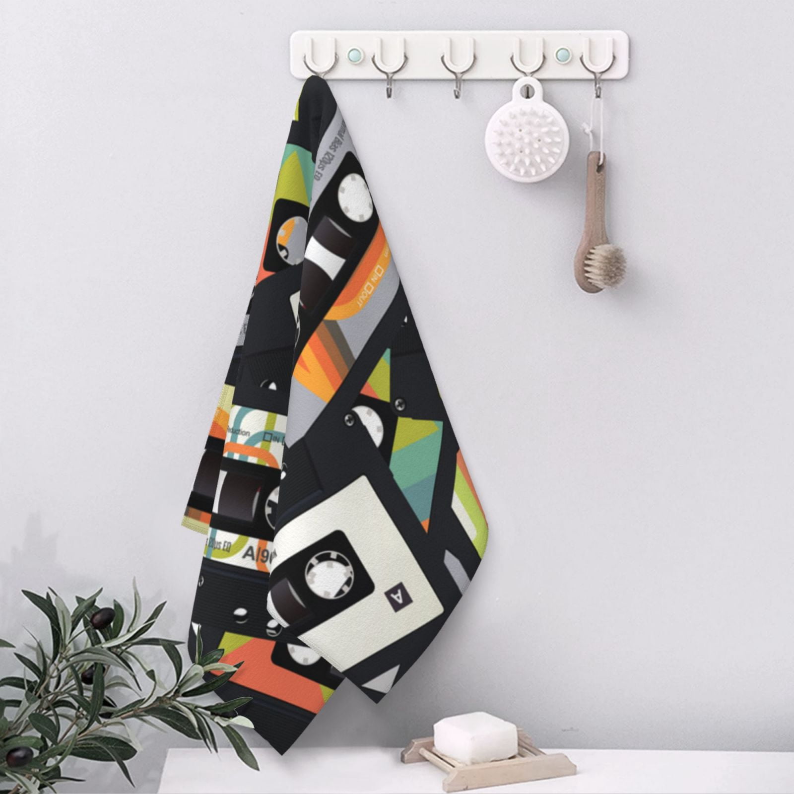 Retro Vintage Cassette Tape 27.5" x 16" Ultra Soft Hand Towel, Face Wash Cloth for Bathroom, Gym, Travel, Pool
