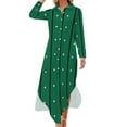 thumbnail image 2 of 2024 Striped Polka Dot Chiffon Dress Green And White Elegant Dresses Woman Long Sleeve Streetwear V Neck Print Big Size Casual Dress, 2 of 7