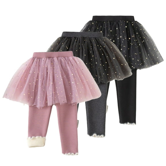 Esaierr Kids Baby Spring Fall Leggings Pants with Skirt for Girls Bottoms Trousers Elastic Bottoms Toddler Warm Girls Tutu Skirt Pants for 1-8Y