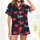 thumbnail image 4 of RKSTN Women's Valentines Pajama Sets Plus Size Notch Collar Button Down Valentine's Day Print Short Sleeve T Shirts Top and Shorts 2 Piece Set Womens Casual Lapel Shirt and Pjs Shorts Matching Set, 4 of 6