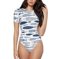 thumbnail image 1 of Balery Blue Fish Body de cuello redondo de manga corta para mujer Tops de manga corta Tops básicos-Small, 1 of 7