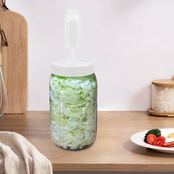 SEWCHICS 2-Pack Jar Fermentation Lids with One-Way Valve, Plastic Wide Mouth Jar Accessories in White