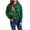Green, variant on Fesfesfes Hoodie Shacket for Women Casual Irregular Stripe Contrast Color Single Breasted Crewneck Cropped Cardigan Sweater Jacket