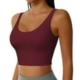 thumbnail image 2 of Fotbe Maroon Pattern Womens' Sports Bra Longline Wirefree Padded with Medium Support Sports Moisture-Wicking Workou Vest,Tank Top-Small, 2 of 7